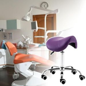 JAVPTAV Zadelstoel, mondhygiënist zadelkruk met wielen, professionele ergonomische salonzadelstoel, hefbare tekentstoel voor tatoeëerder/stylist/schoonheidsspecialiste (paars)