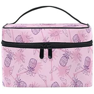 Leuke paarse ananas watermeloen make-up tas voor vrouwen cosmetische tassen toilettas trein koffer