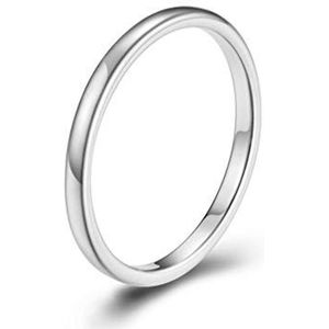 2 mm brede eenvoudige wolfraam stalen staartring temperament paar wolfraam gouden paar ring Jane stijl ring fabriek directe verkoop (Color : Steel, Size : 9#)