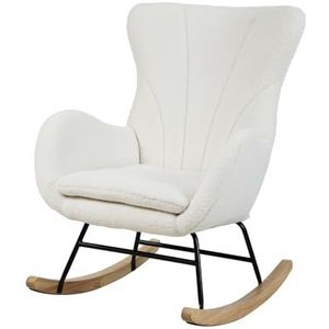 SVITA - KNUT - Schommelstoel - Wit - Multi-materiaal - Comfortabel Gestoffeerd