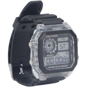 Elektronisch Horloge, 12 24 Uur WR50M Waterdicht Heren Sporthorloge Wekker Week Datumweergave voor Buiten Kamperen Reizen (transparant)