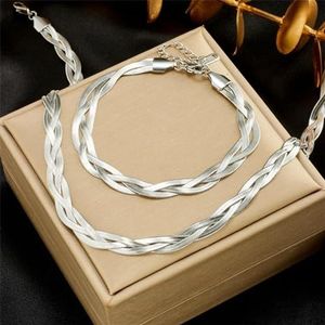 Roestvrij staal 3in1 Snake Chain Necklace Armbanden Voor Vrouwen Meisje Nieuwe Mode Waterdichte Sieraden Set-N1628B571
