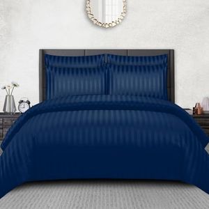 Pamposh Satijnen Gestreepte Tweepersoons Dekbedovertrekset - Premium Hotelkwaliteit Dekbedovertrek Beddengoed sets - Hypoallergeen Ultrazacht Microvezel Beddengoed