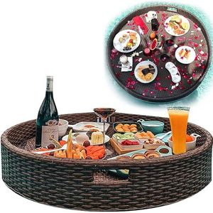 pallet， Drijvende ontbijttafel in een buitenzwembad, for zwembad, strandfeest, eten op het water, huwelijksfotografie en fotoshoot(Black,60CM)
