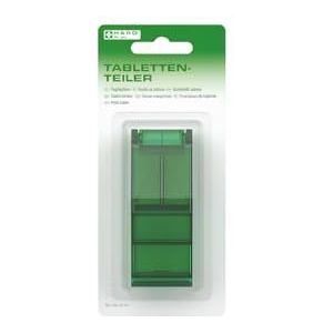 Haro for you tablettensnijder – eenvoudig tabletten verdelen, tabletten correct doseren, kwart of halve tabletten, tablettensnijder met opbergvak, praktische hulpmiddel voor medicijnen, groen