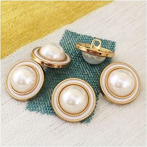 Button， Knopen Naaien Crafts， 10 stuks 15/20/25mm mooie metalen parelknoppen for kleding naaien jas trui shirt knoppen(White,15mm)
