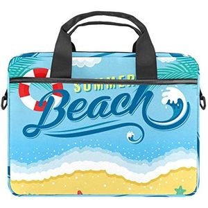 EZIOLY Zomer Strand Blauw Zee Laptop Schouder Messenger Bag Crossbody Aktetas Messenger Sleeve voor 13 13.3 14 Inch Laptop Notebook Tablet Beschermen Tote Bag Case, Meerkleurig, 11x14.5x1.2in /28x36.8x3 cm