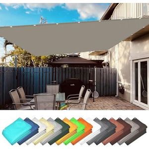 Zonneblok Schaduwdoek 1.3 x 4 m Windbescherming Waterdicht Uv-Bescherming Buitenzonwering Luifel Schaduwstof met Oogjes Voor Buiten Terras Tuin Luifel, Taupe