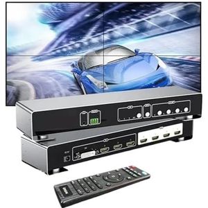 Unnlink + DVI Screen Splicer HD Video Switcher Scherm 8 soorten Splicing Mode Processor Naadloos schakelen 4 computers gedeeld,Schakelde soepel