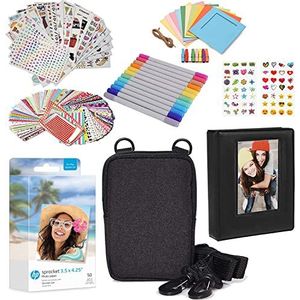 HP Sprocket 3,5 x 4,3 inch Zink Fotopapier - Kit: 50 Pack Zink Paper, Hoesje, Fotoalbum, Markers, Sticker Sets