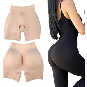 FSYH Siliconen Open Kruis Slip Nep Billen Shaper Controle Short Heupvergroter Gewatteerd Ondergoed voor Vrouwen Drag Queen,Wheat color,M