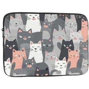Laptophoes voor vrouwen leuke grappige grijze katten patroon print slanke laptophoes hoes notebook draagtas schokbestendige beschermende notebooktas 30,5 cm