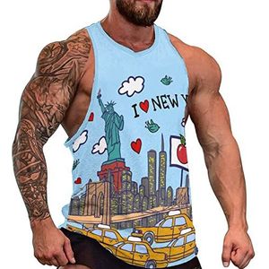 I Love New York heren tanktop grafische mouwloze bodybuilding T-shirts casual strand T-shirt grappig gym spier