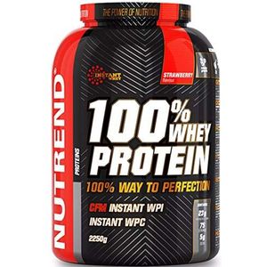 Nutrend 100% Whey Protein Powder Shaker 2250g (2.25kg) Strawberry Flavour 76% Protein Gluten Free Post Workout