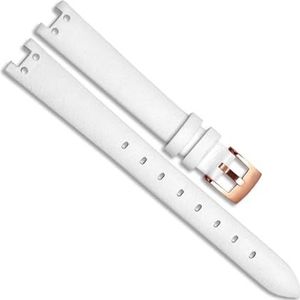dayeer Echt lederen horlogeband voor Anne Klein Notch AK Girl Eenvoudige elegante riem Retro horlogeband met kleine wijzerplaat (Color : White-rose Gold, Size : 12mm)