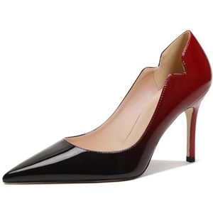 Schoenhakken- Elegante Damespumps - Stiletto-Sexy Naald-Hak - Gesloten Avond-Feest - Luxe Mode Vrouwelijke Schoenen Hak 33-CHC-19, 2 Zwart en Rood, 39 EU