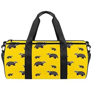 Leuke cartoon transport auto patroon reizen duffle tas sport bagage met rugzak draagtas gymtas voor mannen en vrouwen, Schattig honing das geel patroon, 45 x 23 x 23 cm / 17.7 x 9 x 9 inch