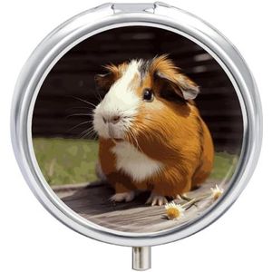 Pil Organizer 3 Compartiment Smile Animal Pillendoos met Spiegel Reizen Pil Case voor Pocket Metalen Pil Container Wekelijkse Geneeskunde Planner Vitamine Organizer 1,97 Inch