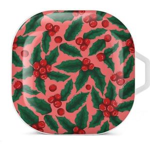 Xmas Holly Berry Ilex oordopjes hoesje compatibel met Samsung hard shell beschermhoes wit stijl