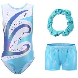 WJIAYAO Gymnastiekpak voor meisjes, gymnastiek borduursel tricots voor meisjes, gymnastiek borduurwerk, glitter, tumbling, shorts, broekje, kleur 3, 12