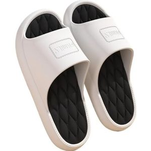 fengqingyunyan0304 Zachte dikke zool, comfortabele indoorpantoffels, voor dames en heren, Wit, 44 EU