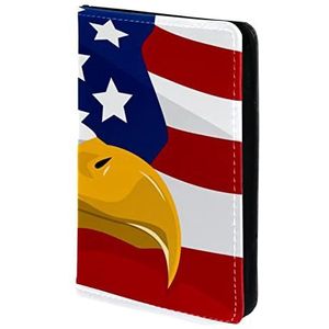 Paspoorthouder, paspoorthoes, paspoortportemonnee, reisbenodigdheden Amerikaanse Bald Eagle en USA vlag, Meerkleurig, 11.5x16.5cm/4.5x6.5 in