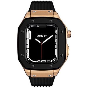 OFWAX 42mm 44mm 45mm Luxe Horloge Metalen Case Rubber Band, Voor Apple Watch 9 8 7 SE 6 5 4 Serie Horloge DIY Accessoires Strap Mod Kit Set Bezel Upgrade Vervangen Strap, 45mm, agaat