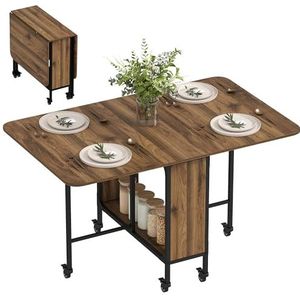 HOMCOM - Inklapbare Eettafel - Lichtbruin - Mobiele Klaptafel voor 6 Personen