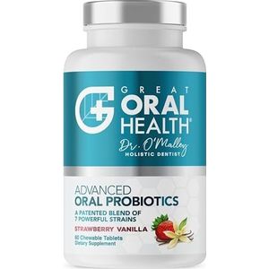 Oral Probiotics for Mouth Bad Breath Treatment for Adults: Dentist Formulated Advanced Oral Probiotics for Teeth and Gums +BLIS K12 M18 – 60 Chewable Oral Health Probiotics Tablets -Strawberry Vanilla