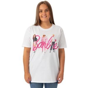 Barbie Womens Karakter Met Roze Logo Korte Moeden Wit T-Shirt | Iconisch Barbie-merk | Modieus ontwerp voor dames | Comfortabel Retro T-shirt | Barbie Movie Merchandise Cadeau - XX-Large