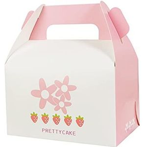 10 stks/kraft geschenkdoos cake West Point wit dessert bruin roze groen verpakking papieren beker bruiloft draagbare papieren doos karton-aardbei, 11.5x8x6cm