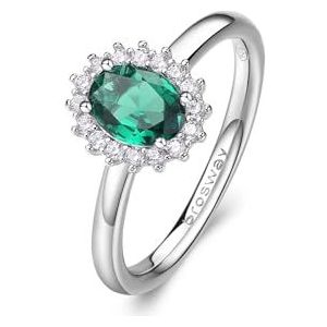 Brosway FANCY women's ring in 925 silver with white and green zircons FLG71B size 14