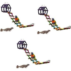 FRCOLOR 3 Stuks ladder vogel speelgoed vogelkooi speelgoed paarse pakken paars pak papegaai speelgoed speelgoed- kooi ladder kooi hangend speelgoed hamster set Bamboe