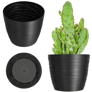 KADAX Bloempot van kunststof, diameter 11-19 cm, 7 kleuren, eenvoudige plantenpot, moderne plantenbak, robuuste bloempotbescherming, ronde pot, diameter 19 cm, zwart