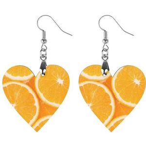 Oranje Plakjes Leuke Hartvormige Hanger Oorbellen Voor Vrouwen Lichtgewicht Houten Oorbellen Mode-sieraden Geschenken