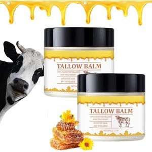 Based Supplies Tallow and Honey Balm, Bilxco Beef Tallow for Face, Organic Grass Fed Beef Tallow Balm, Whipped Tallow Honey Balm, Tallow Face Moisturizer (2Pcs)