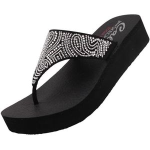 Skechers Vinyasa Paisley Wave Teenslippers voor dames, zwart, 37 EU