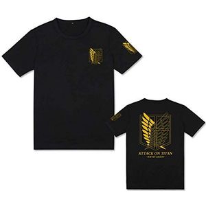 JFLY Leuk T-shirt met eenhoorn-aanval op titanium, uniseks, casual T-shirt, anime, cosplay, T-shirt, jongens, kleding, zomertops, T-shirts, zwart, L