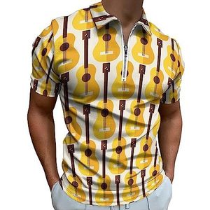 Poloshirt met vioolpatroon voor heren, casual T-shirts met ritssluiting en kraag, golftops, slim fit