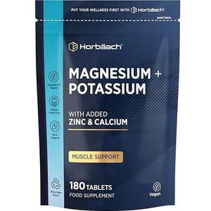 Magnesium Potassium Supplement | 6 Maanden Voorraat - 180 Vegan Tabletten | met Vitamin B6 B12 Calcium Iron & Zink | Hoog Gedoseerd | Horbaach