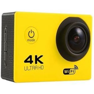 Actiecamera, Ultra HD 4K Action Camera Onderwaterhelm Waterdicht 2.0-inch Scherm WiFi Sportvideocamera,voor fietsen, motorfietsen(Yelllow)