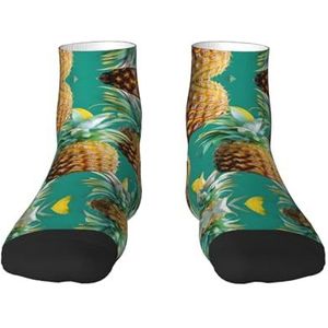 Tropische ananas Hawaiiaanse print veelzijdige sportsokken voor casual en sportkleding, geweldige pasvorm voor voetmaten 36-45, Tropische Ananas Hawaïaans, Eén Maat