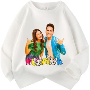 MAOXITCATY Kindertrui in pasteltinten van katoen met print voor jongens en meisjes, lange mouwen, truien voor kinderen van 3-10 jaar,Wit,110cm