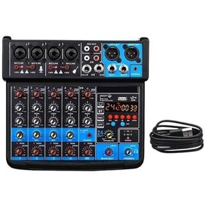 6 Kanaals 24 USB Audio Mixer Interface Draagbare Mixing Geluidskaart Console Geluidskaart For DJ Karaoke PC Opname Breed Toepasbaar(Black)