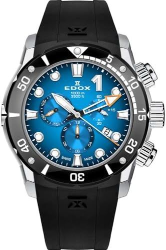 Edox Analoog 10242-TIN-BUIDN, Zwart, band