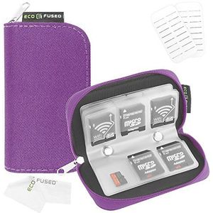 Beschermhoes voor Eco-Fused geheugenkaarten, geschikt voor maximaal 22 x SD, SDHC, micro-SD, Mini SD en 4 x CF, kaarthouder met 22 vakken (paars)