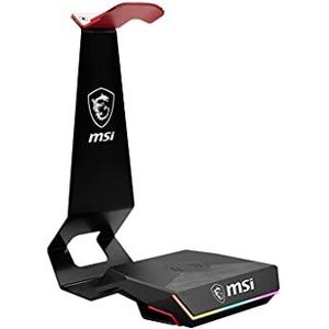 MSI Immerse HS01 Combo Gaming Headsethouder met draadloze oplader (QI-gecertificeerd), intelligent kabelbeheer, solide metalen design, antislip onderkant