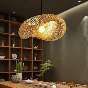 Retro Bamboe Hanglamp Land Bamboe Geweven Lamp Handgeweven Hanglamp Bamboe Rotan E27 Hanglamp Hoogte Verstelbare Villa Slaapkamer Gang Verlichting Decoratie Kroonluchter,100cm