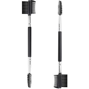 2 stks 3 Hoofd Wenkbrauw Wimper Shaper Wimper Kam Dubbele Hoofd Borstel Make-up Grooming Tool Cosmetische met 3 Verschillende Spoolie Borstels voor het Scheiden van Wimpers, Het Elimineren van Mascara Clumps, Verzorging Brows