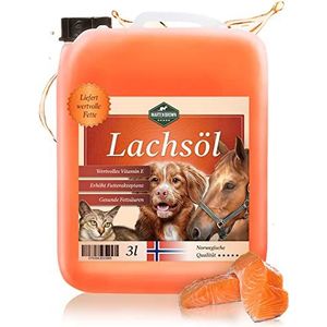 Martenbrown® 3 liter Noorse premium zalmolie voor honden, paarden en katten, visolie in jerrycan, voor droogvoer, blikvoer of als barf-olie